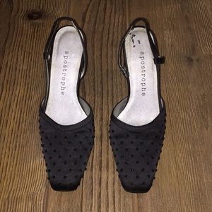 Apostrophe Beaded Satin Heel - Size 6.5M